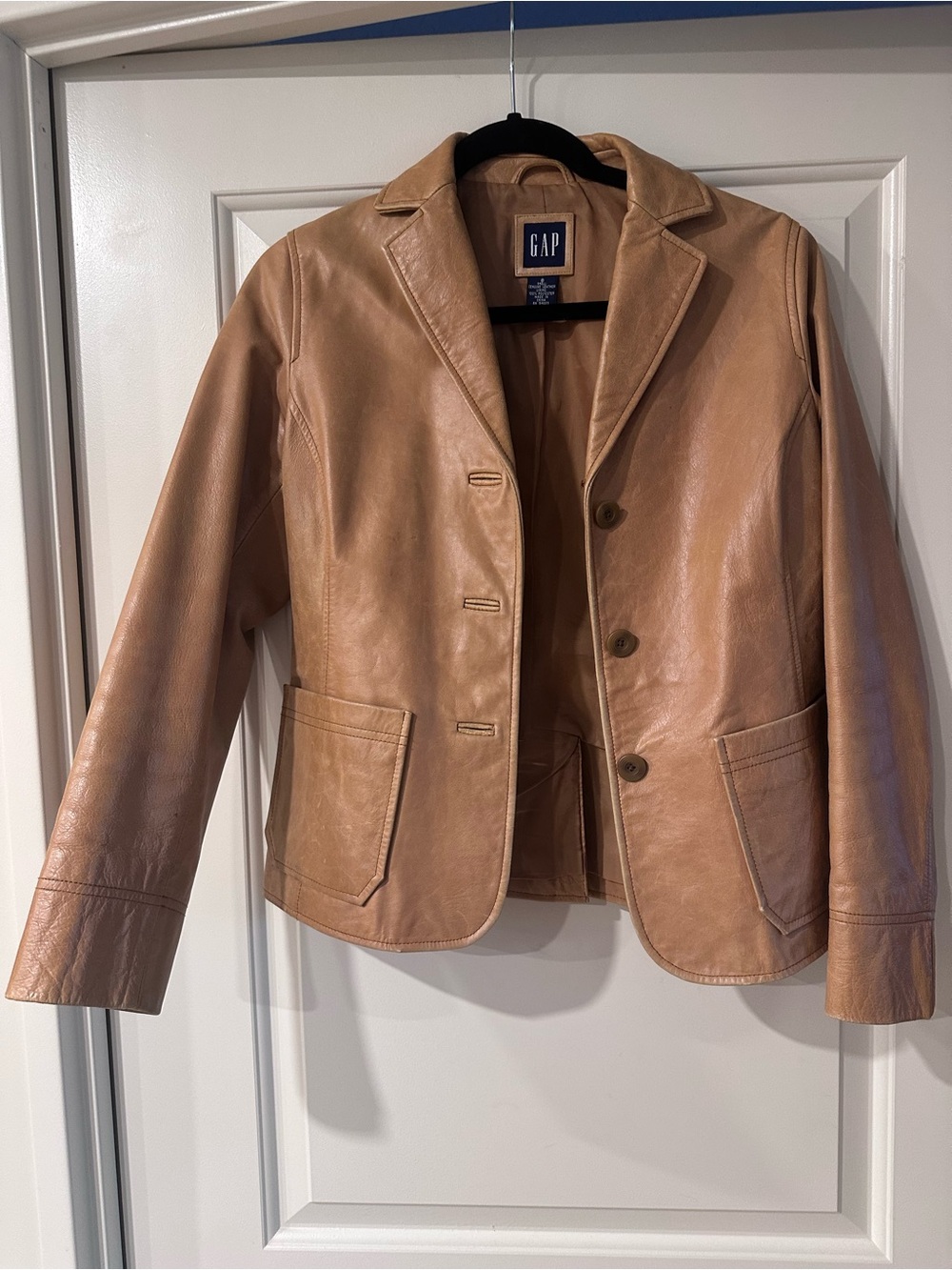 GAP Brown Leather Button-Front Jacket